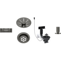 Відвідна арматура InFino Blanco для однієї чаші з корзинчатим вентилем 3 ½", з клапаном-автоматом, satin dark steel (207429) Відвідна арматура InFino Blanco для однієї чаші з корзинчатим вентилем 3 ½", з клапаном-автоматом, satin dark steel (207429)