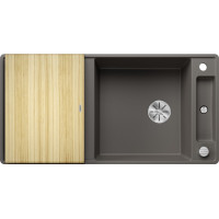 Каменная кухонная мойка Blanco AXIA III XL 6S-F Вулканический серый разделочный столик из ясеня в уровень со столешницей (527237)