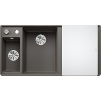 Кам'яна кухонна мийка Blanco AXIA III 6S-F Вулканічний сірий чаша зліва обробна дошка з безпечного скла в рівень зі стільницею (527230)
