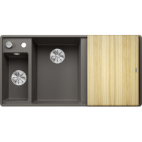 Каменная кухонная мойка Blanco AXIA III 6S-F Вулканический серый чаша слева разделочная доска из ясеня в уровень со столешницей (527231)