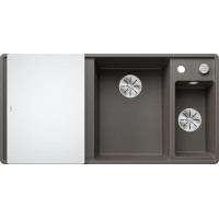 Кам'яна кухонна мийка Blanco AXIA III 6S-F Вулканічний сірий чаша праворуч обробна дошка з безпечного скла в рівень зі стільницею (527232)