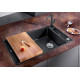 Кам'яна кухонна мийка Blanco AXIA III XL 6S Темна Скеля обробний столик з ясена (523501)