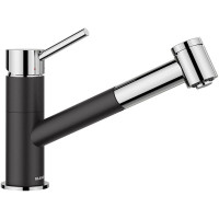 Кухонный каменный смеситель Blanco KANO-S Vario Черный\хром (527963)