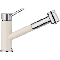 Кухонный каменный смеситель Blanco KANO-S Vario Нежный белый\хром (527966)