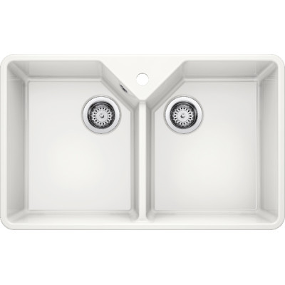 Керамічна кухонна мийка Blanco VILLAE Double Глянцевий Білий, під стільницю (525164)